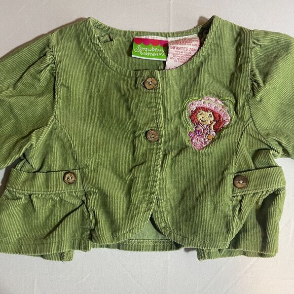 RARE VTG Strawberry Shortcake Jacket Size 24M Months Long Sleeve Green Corduroy - Picture 4 of 6
